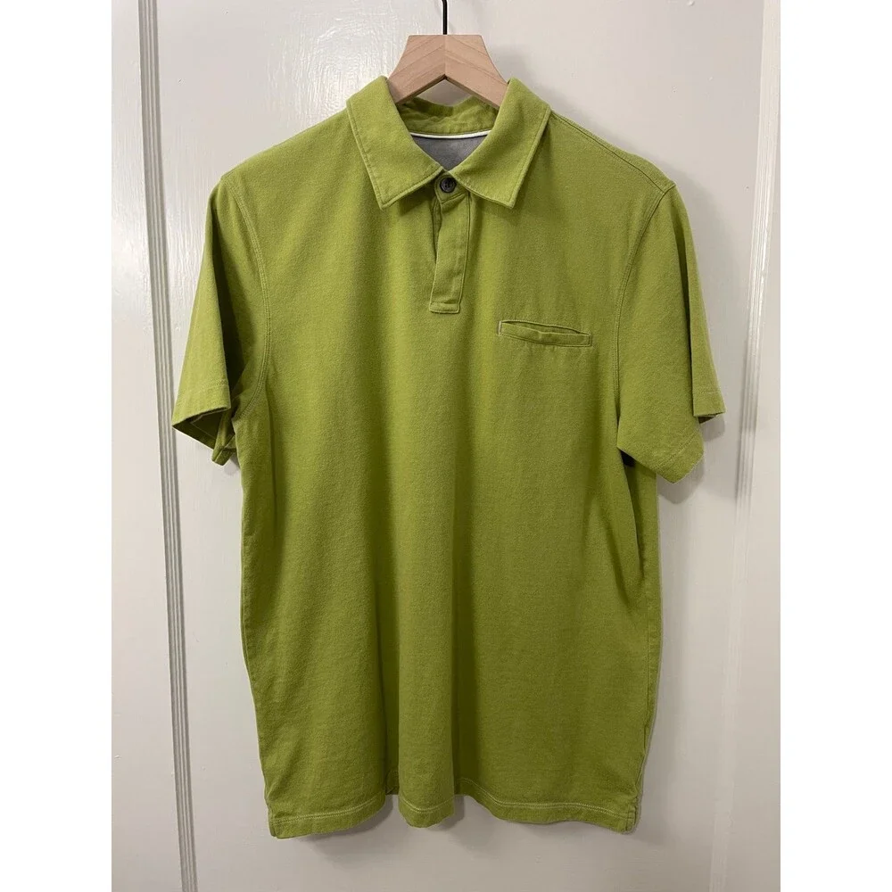 Banana Republic Men's Green Short Sleeve One Button Polo Shirt Size M